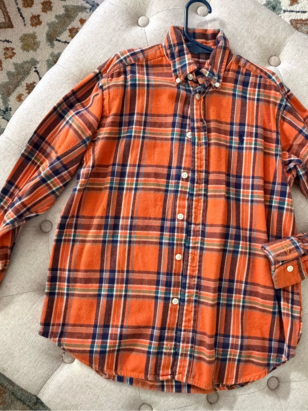 Ralph Lauren Orange Plaid Flannel Button-Down Shirt
